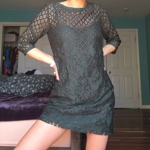 Green LOFT Lace Shift Dress
